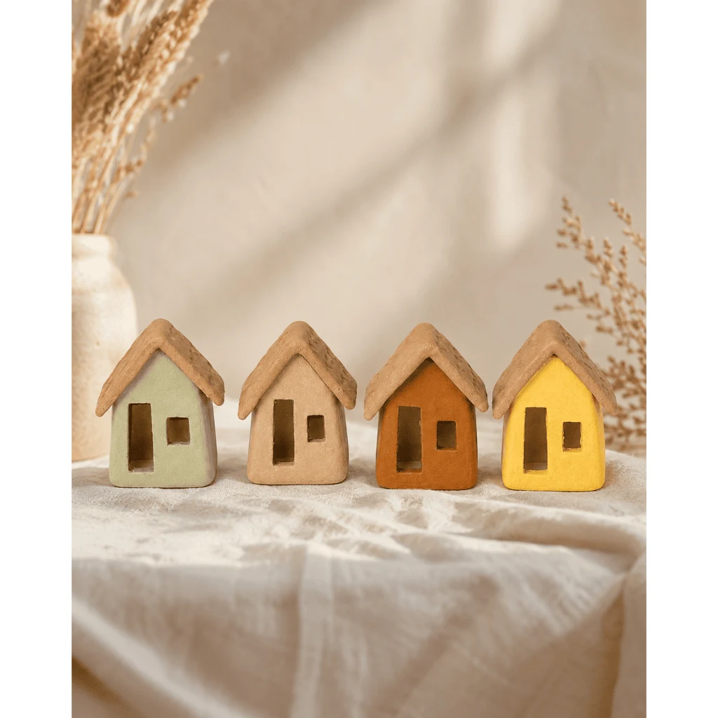 Kit 4 Casinhas de Barro Artesanais Crafto