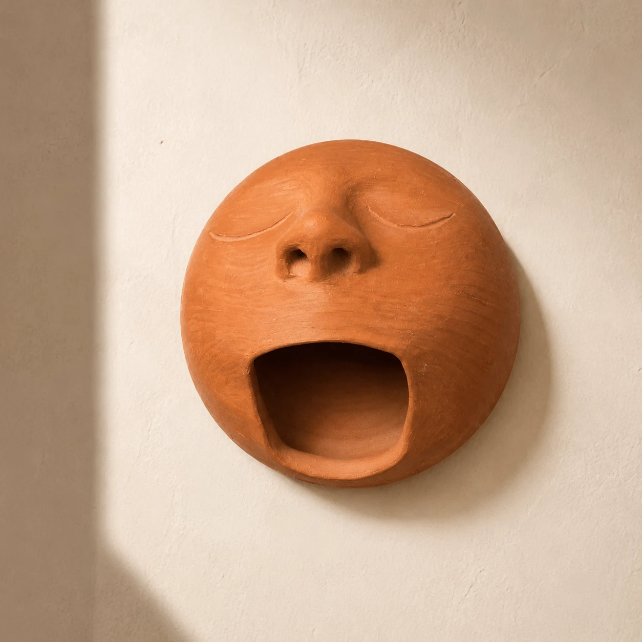 Máscara Bocejo em ambiente minimalista